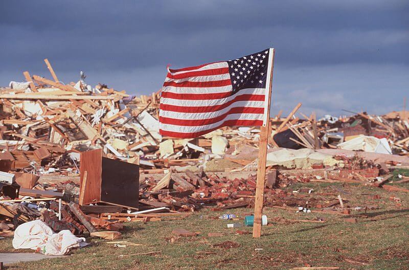 US National Flag and Debris 2